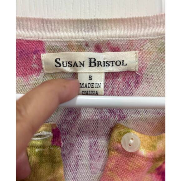 Susan Bristol Women S Spring Pink Yellow Purple Cardigan Bright Summer - Picture 4 of 8